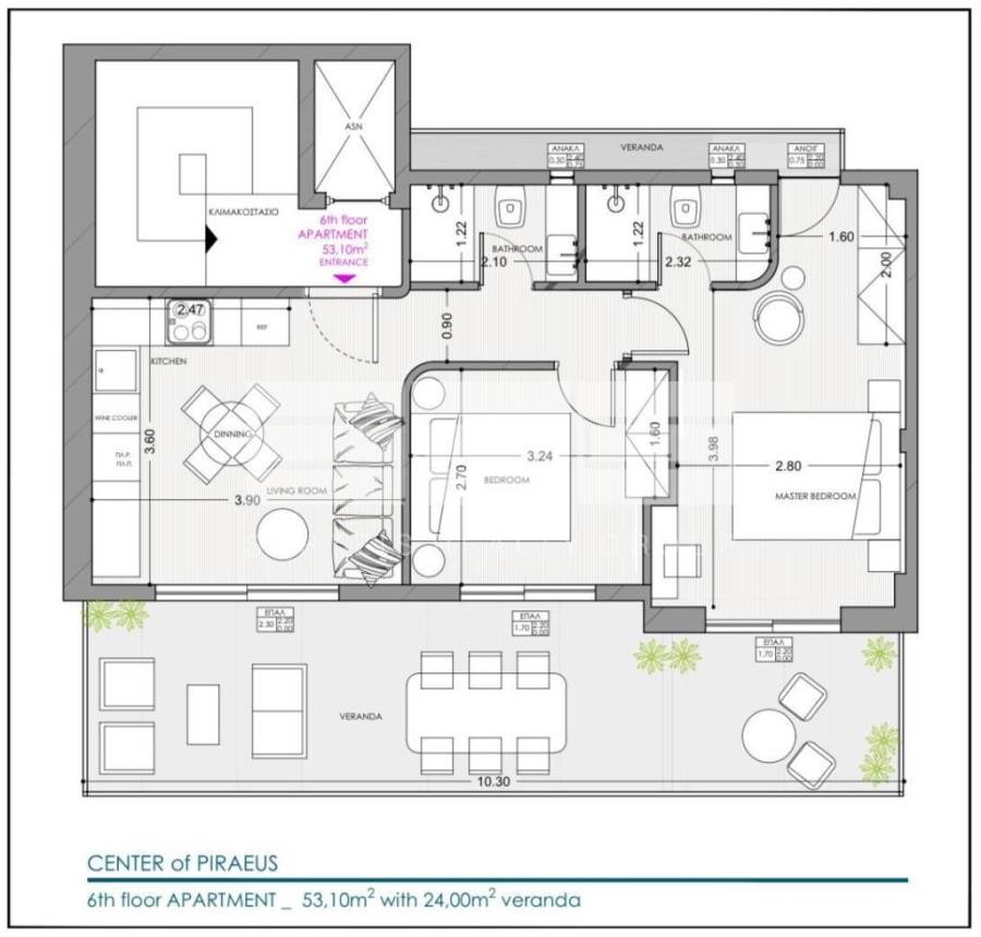 (For Sale) Residential Floor Apartment || Piraias/Piraeus - 55 Sq.m, 2 Bedrooms, 275.000€ 